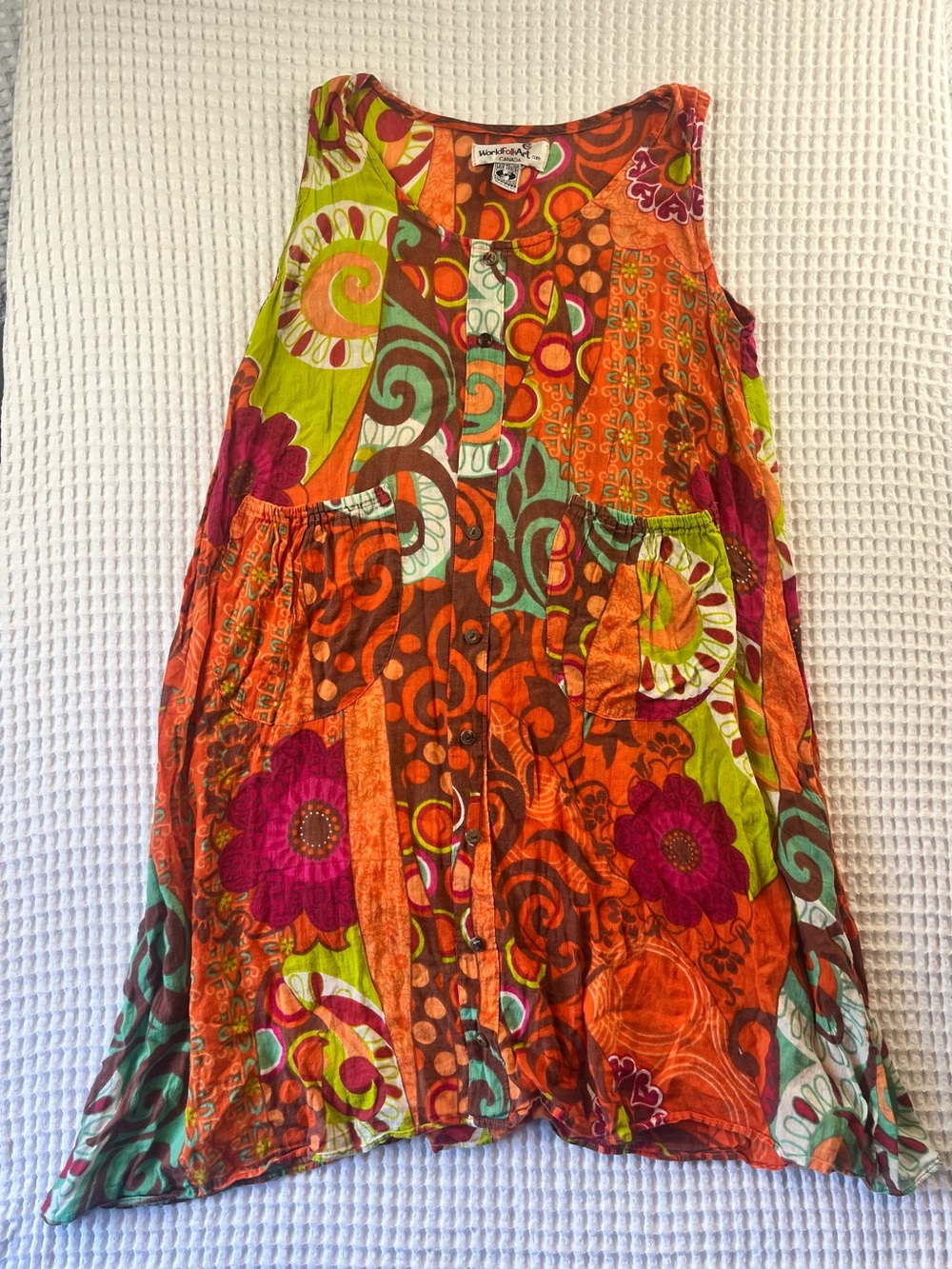 World Folk Art Patchwork Boho Tunic Dress Fair Trade Festival Hippie